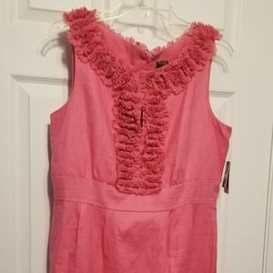 Pink Sleeveless Dress with Ruffle neck detail